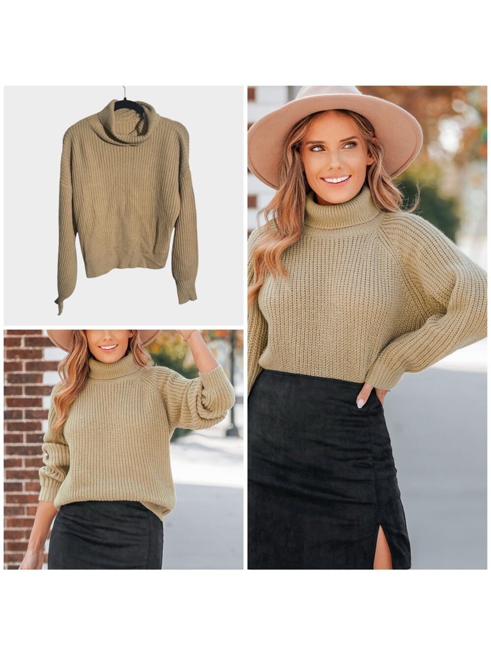 NEW Cupshe Rib Turtleneck Sweater, XS